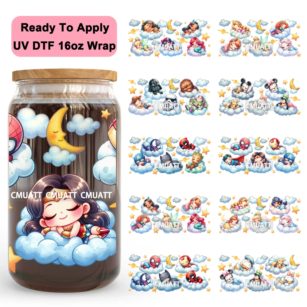 

Cute Sleeping Baby Cartoon Characters UV DTF Stickers Ready To Apply Cup Wrap Custom Labels DIY Craft For 16OZ Libbey Can Glass