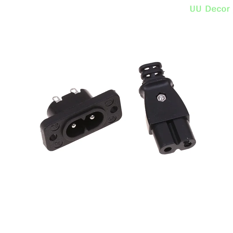 C8 toma de corriente macho y hembra, toma de corriente eléctrica integrada de 35mm x 15mm, CA de 2.5A, 250v, enchufe en forma de 8