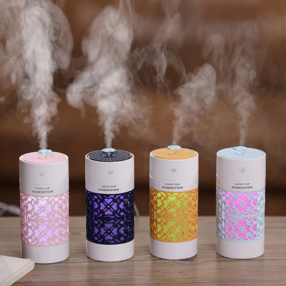 USB Lucky Cup Humidifier Aroma Diffuser 3 in 1 with LED Light, Mini Essential Oil Diffuser for Car - USB Fan Included Difusor