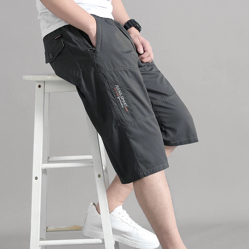 

Мужские шорты-карго с карманами на молнии, летние хлопковые рабочие шорты 2026, мужские шорты для скалолазания, джоггеры с эластичным поясом, спортивная рабочая одежда