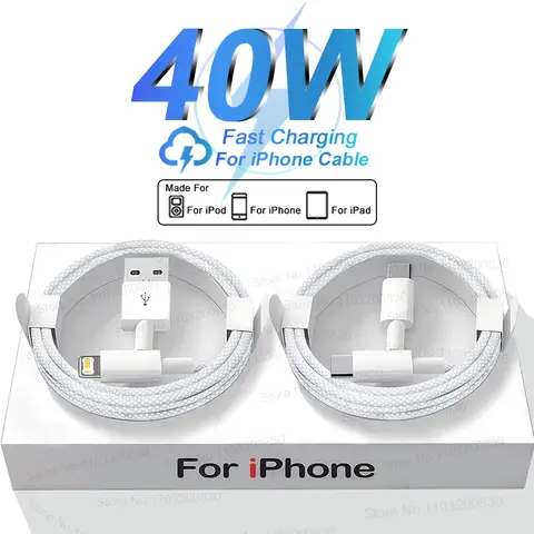 Câble de Charge rapide PD 40W pour Apple iPhone 17 16 15 14 13 12 11 Pro Max 16 15 Plus 17 Air USB Type C câbles de téléphone de Charge rapide