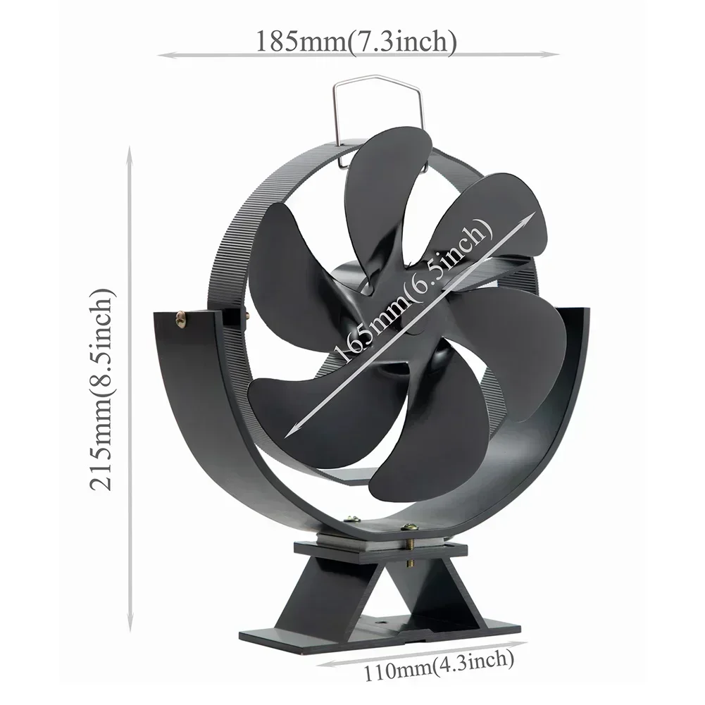 

185*80*215mm Heat Powered Stove Fan Silent Rotating Stove Fan Burner Wood Burner Fan Anodized Aluminum Construction