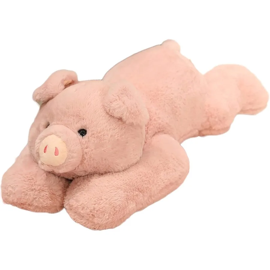 Gewichtetes Stofftier, 3,3 lbs, Plüsch-Schwein-Spielzeug für 19,6 Zoll weiches Wurfkissen, Geschenk in Rosa, beruhigender sensorischer Stressabbau
