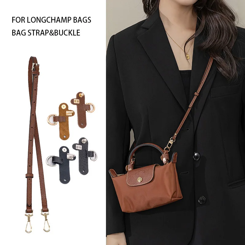 Genuine Leather Bag Strap For Longchamp Mini Bag Handbag Free Punching Modification Crossbody Shoulder Bag Belt Accessories