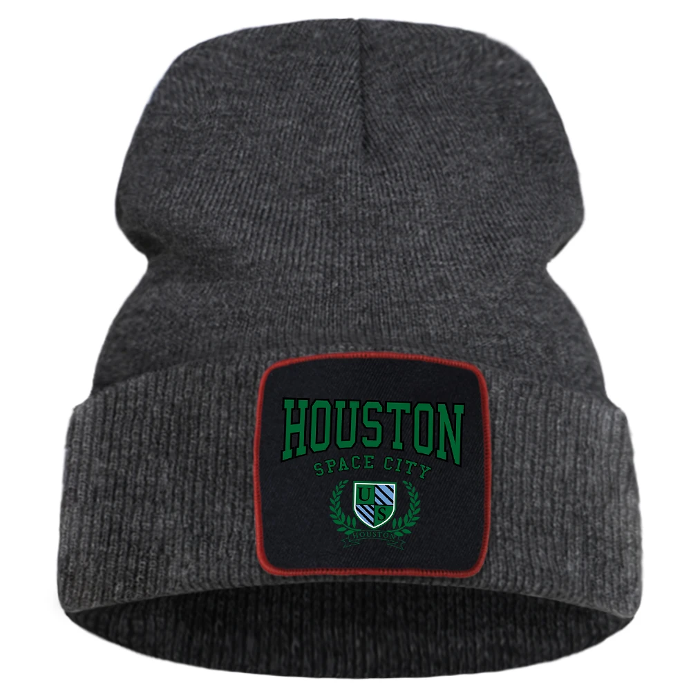 قبعة منسوجة قطنية مطبوعة للرجال ، قبعات هيب هوب كاجوال ، قبعات سائق مقاومة للرياح ، قبعات بانك ، طباعة مدينة هيوستن الفضائية ، الشتاء #4