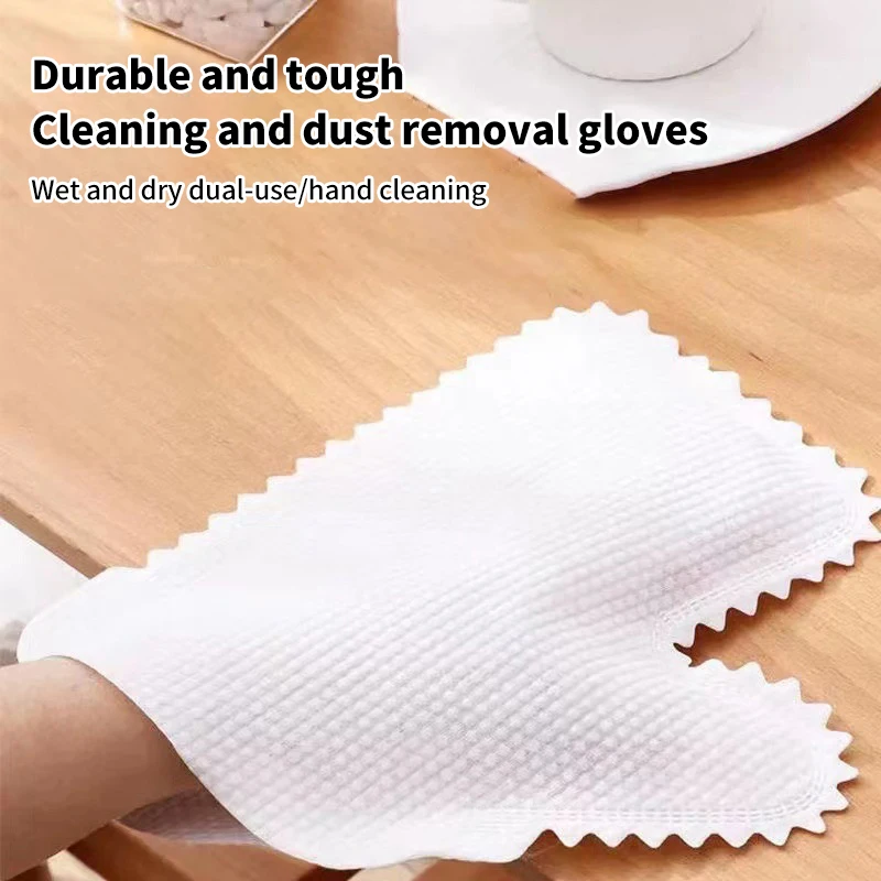 Lazy Cleaning Rag Gloves Household Dust Removal Disposable Non-woven Fabric Scouring Tools Wet And Dual-use Cloth Gloves