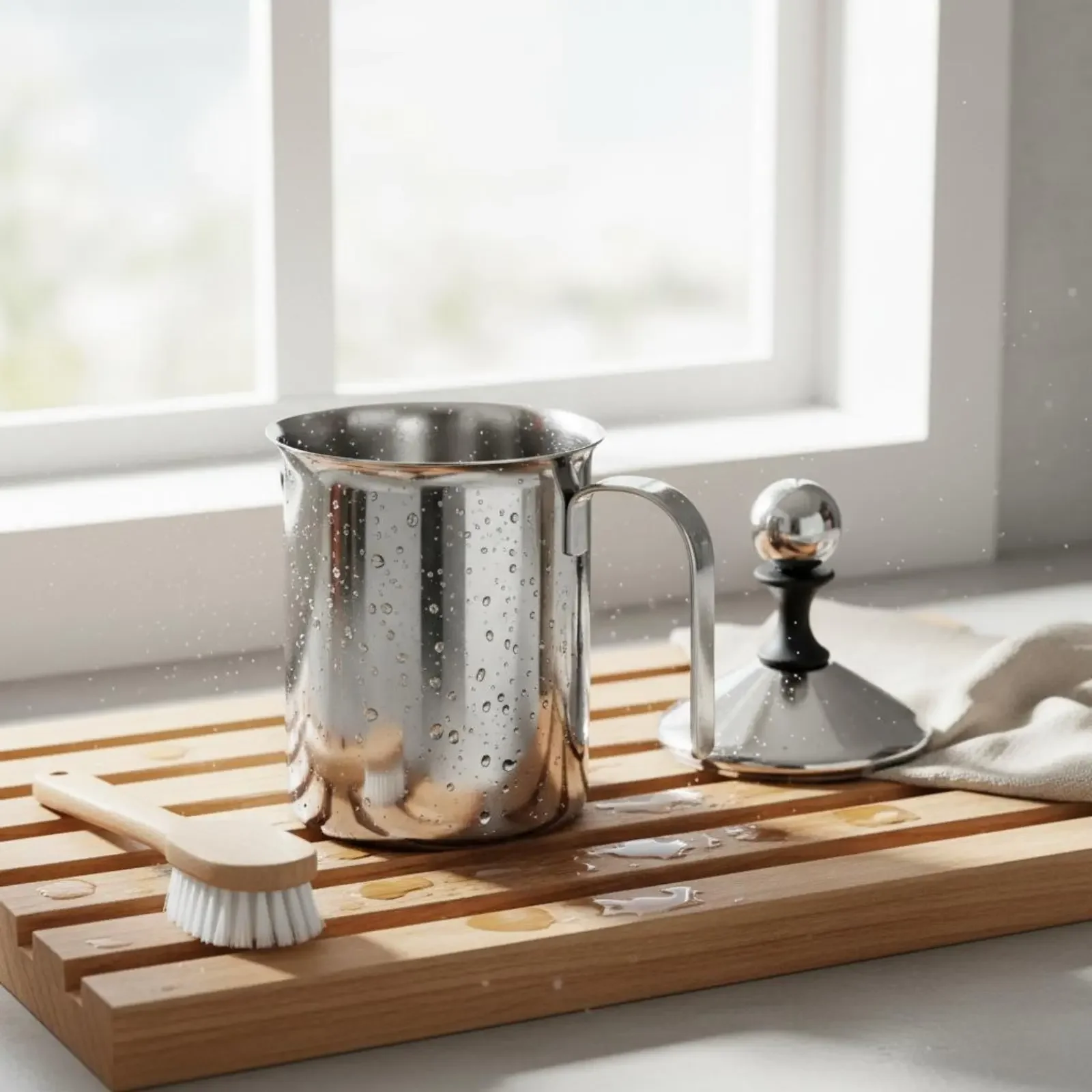 Latte Art Pitcher Easy to Clean Double Wall Milk Pitcher Stainless Steel Frothing Jug Sturdy Handle Kitchen Tool Dishwasher Safe