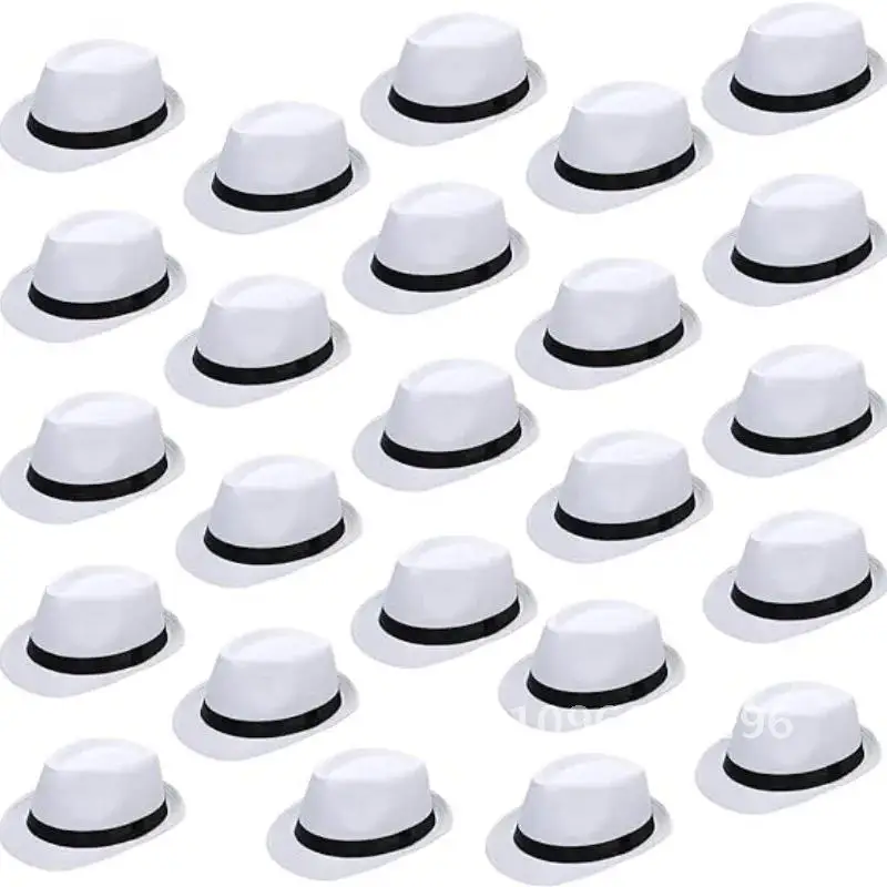 16/24 Pack Short for Sun Panama Hats 1920s Fedora Hats for Men Hat Party Costume Women Pork Hats Wedding Pie Brim Classic Summer