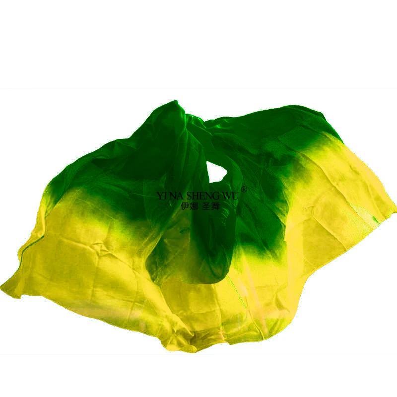 

Green Hot Sell Belly Dance Pure Silk Veil Dancers Hand Throw Scarf Shawl Gradient Vivid Color 200cm 250cm Cheap Professional
