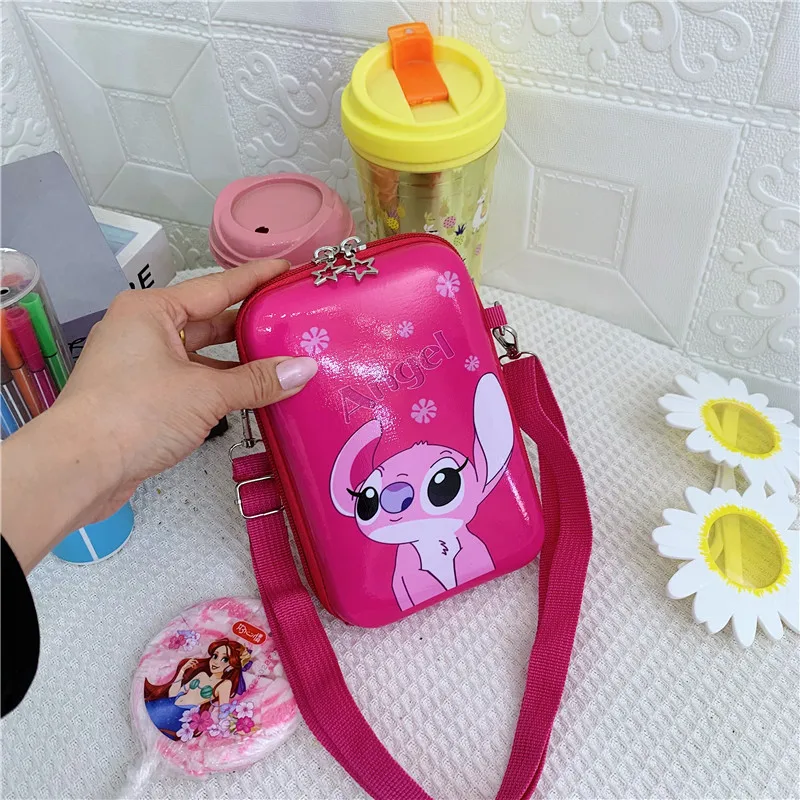 Sac messager Disney Stitch, sacs de rangement mignons de points de dessin animé, sacs à bandoulière pour filles et garçons, sacs à bandoulière d'extérieur, porte-monnaie cadeaux