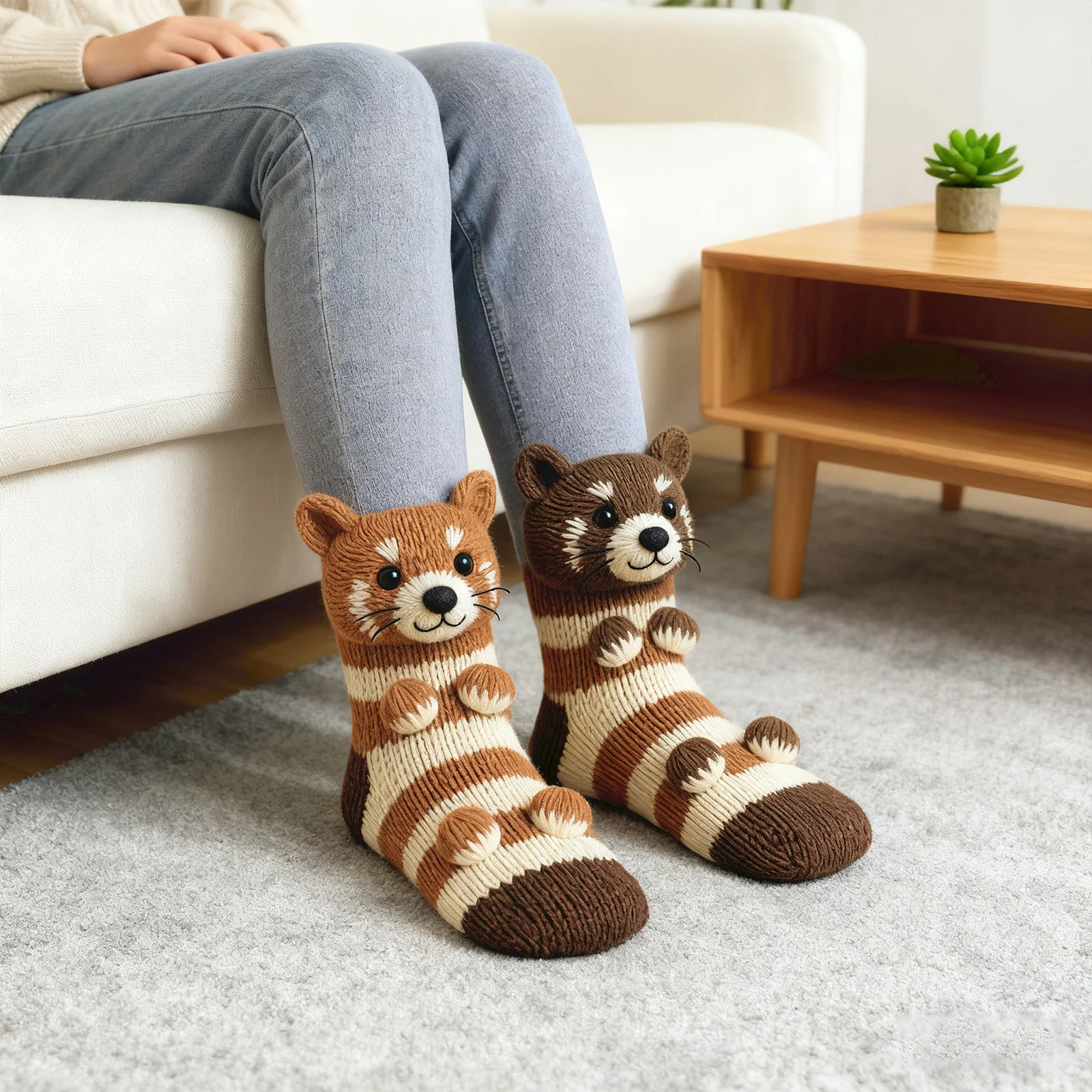 

Cute Cartoon Animal Knitted Warm Indoor Socks Soft Comfortable Home Stocking Suitable Gifts For Friends And Family
