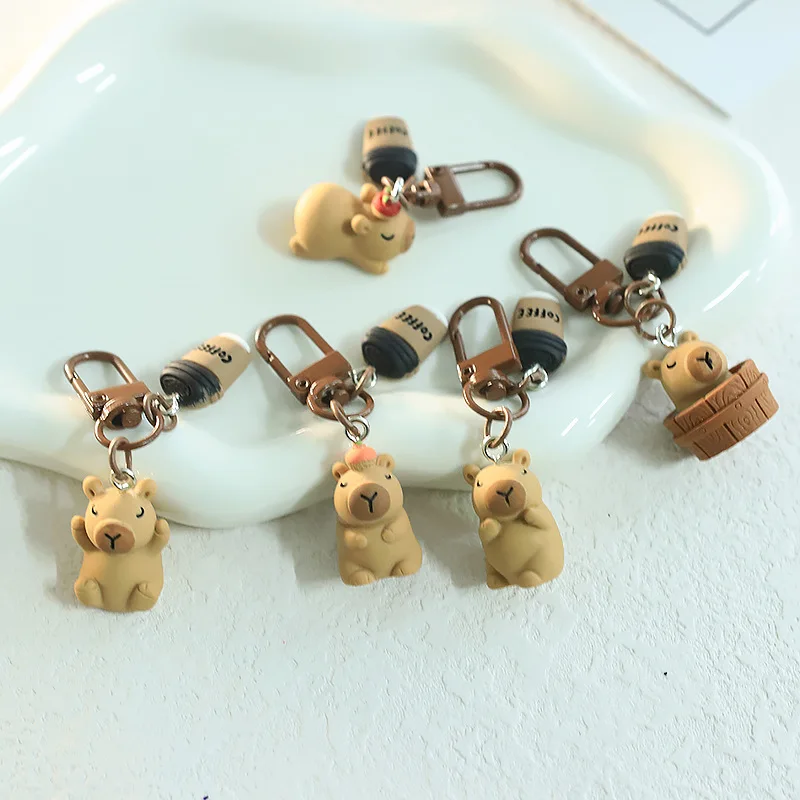 Cute Resin Capybara Key Chains for Women Girls Capibara Animal Keychain Kawaii Bag Backpack Charms Couple Friend Jewelry Gift image 3