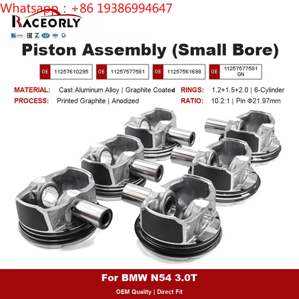 For RACEORLY 11257610295 11257577581 84mm STD Piston Kit for BMW N54 B30 Z4 E89 3.0T Anodized Graphite Coating