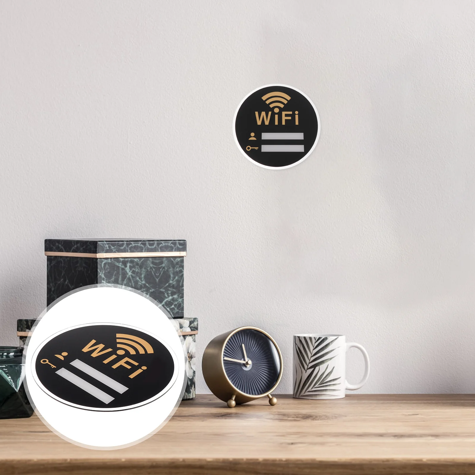 Wireless Coverage Sign Wall Acrylic Reminder Work Restaurant Wifi Round Stickers