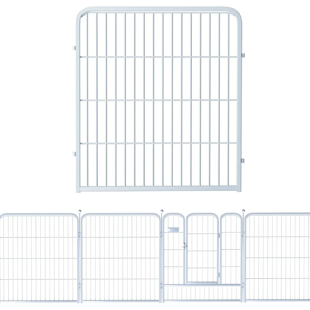 

Decorative White Garden Fence 24 Pack for Pets Dogs 32in (H) x 55ft (L),Metal Wire Fencing Border Animal Barrier,Flower Bed Bor