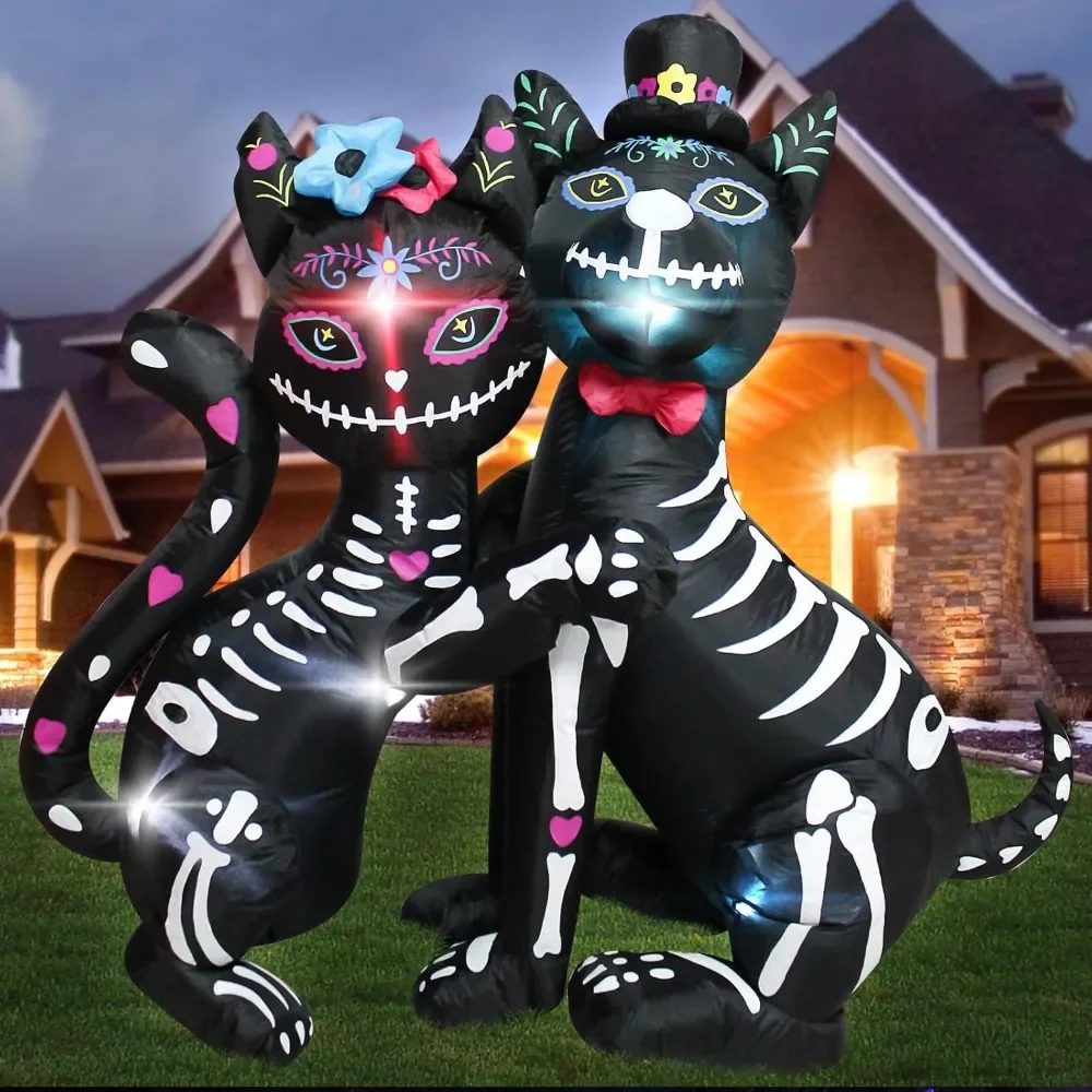 

4 Ft Halloween Inflatables Cat and Dog Day of The Dead Decorations Inflatable, Halloween Inflatables Outdoor Decorations