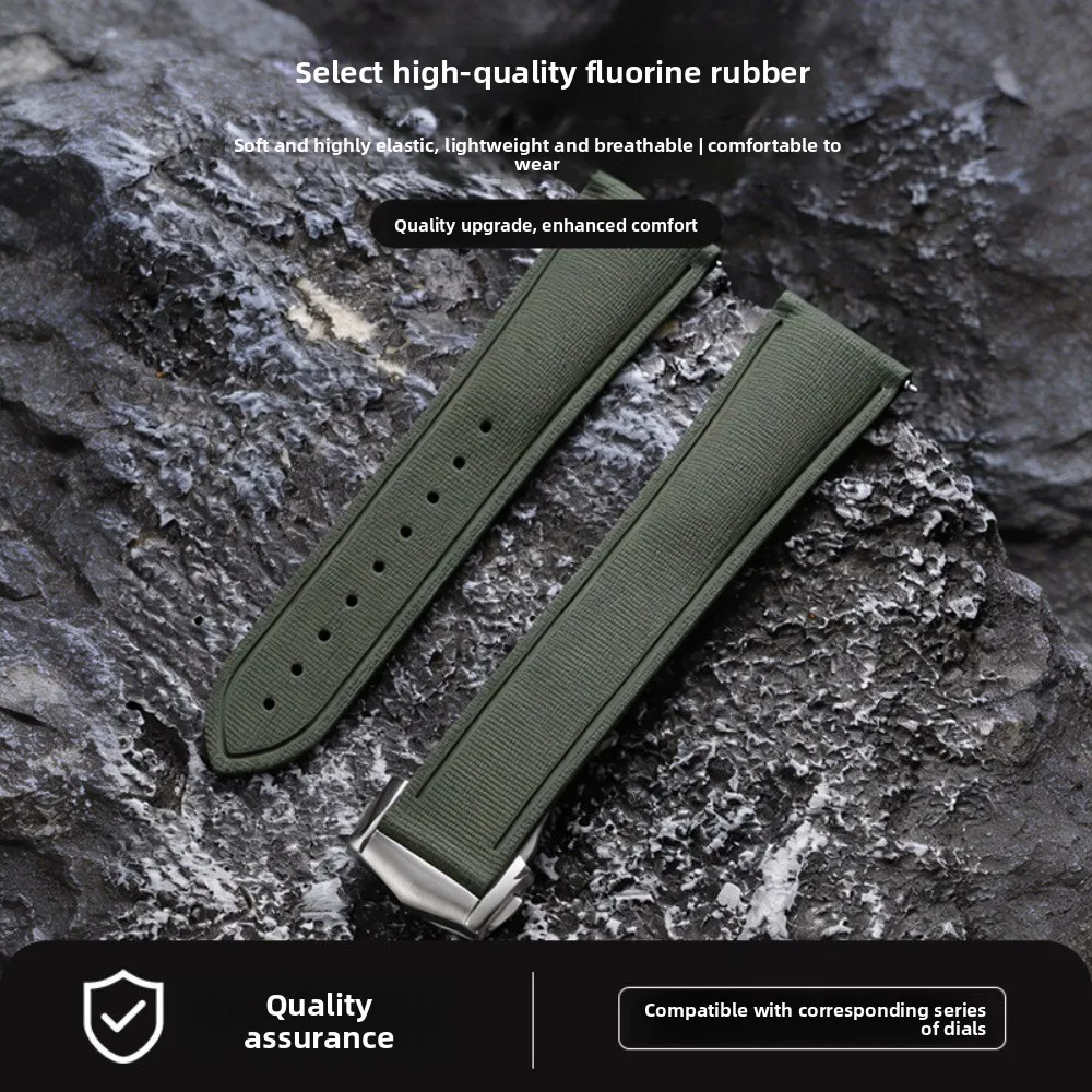 20mm 21mm 22mm FKM Fluoro Rubber Watch Band Woven Pattern Quick Release Sport Strap Compatible with Tudor Watches