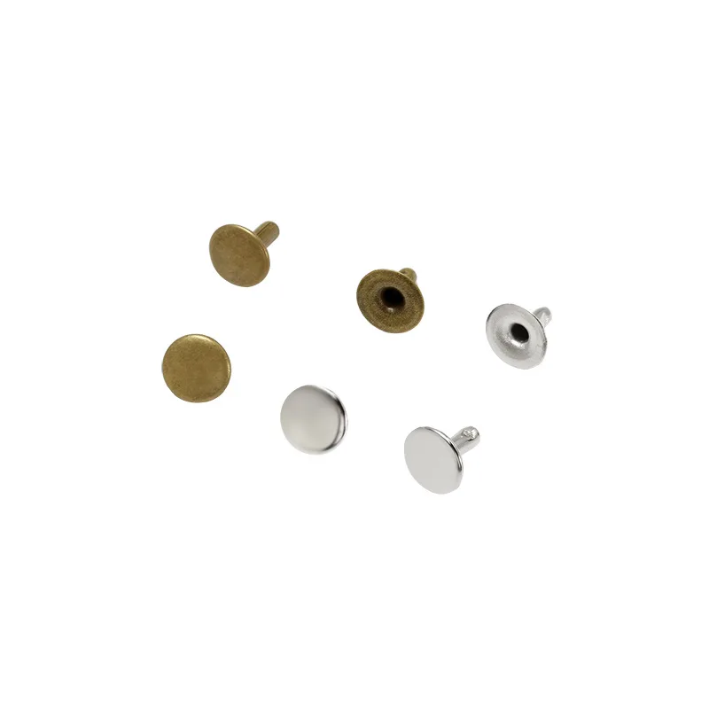 100 sets 6mm 8mm 10mm Metal Double Cap Side Round Rivet Leather Belt Wallet Bag Shoe Clothes Decorative DIY Nailhead Spike Stud