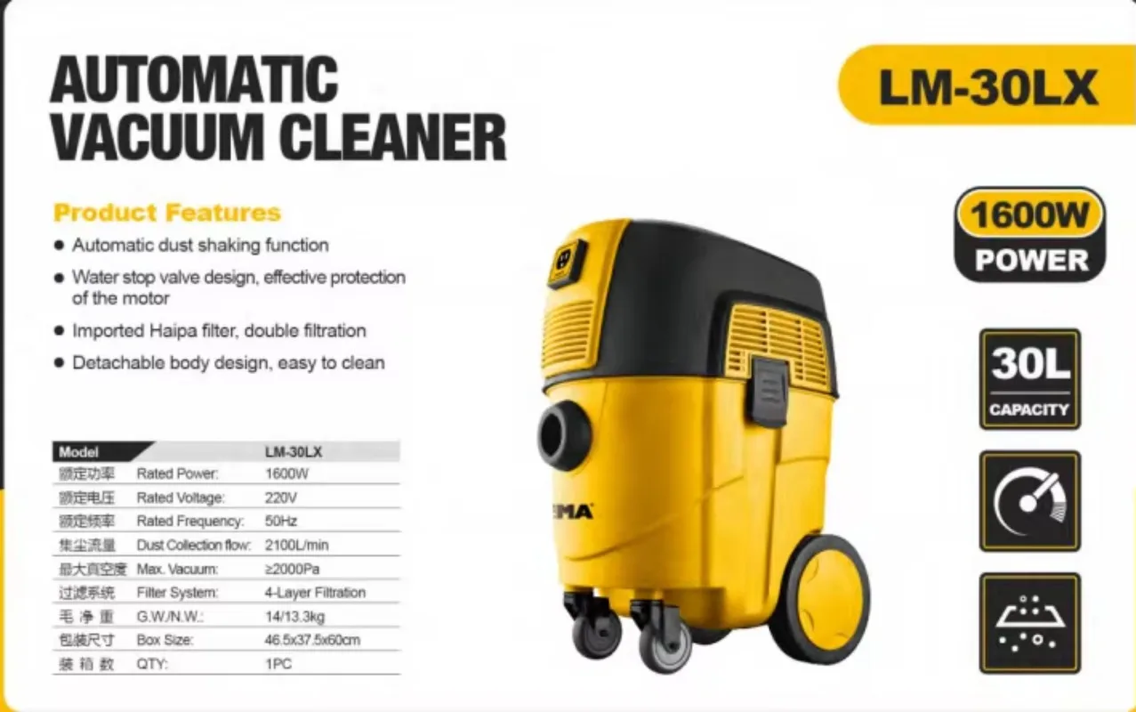 Electric DIY High Efficiency Customizable Factory Direct 1600W 220V 30L Industrial Dust Extractor 2100L/min 2000Pa