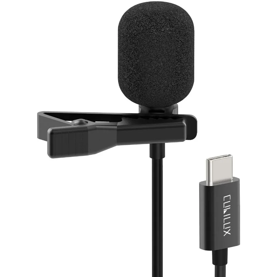 ميكروفون USB C من النوع C Lavalier بمشبك طية صدر السترة متوافق مع هاتف Samsung Galaxy S25 S24 S23 S22 Ultra Tab S10 S9 S8 S7 iPhone 16