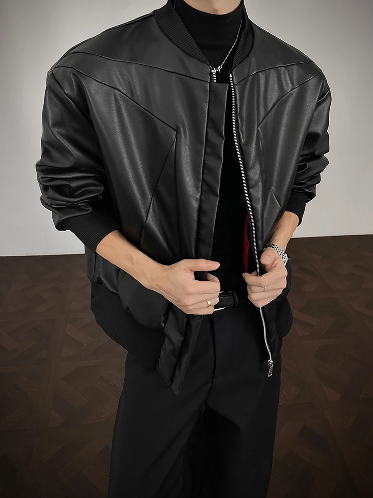 

Американский ретро-деконструированный кожаный джет, мужской весенне-осенний крутой мотоциклетный джет из искусственной кожи с высоким чувством