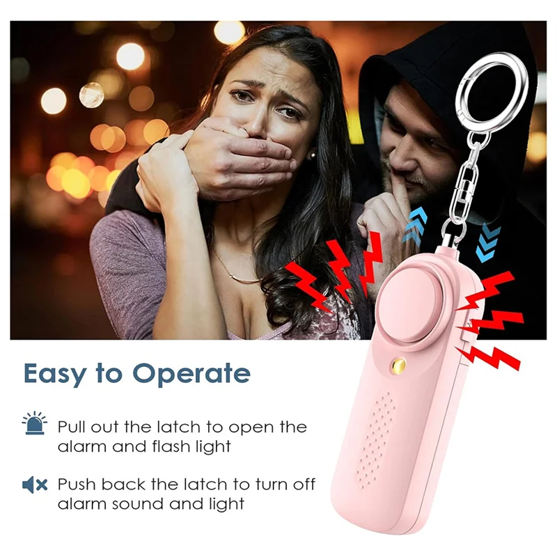 3CGRO-Personal Alarm For Women 130Db Siren Loud Security Alarms Keychain With LED Light Police Approved Personal Safety Alarm