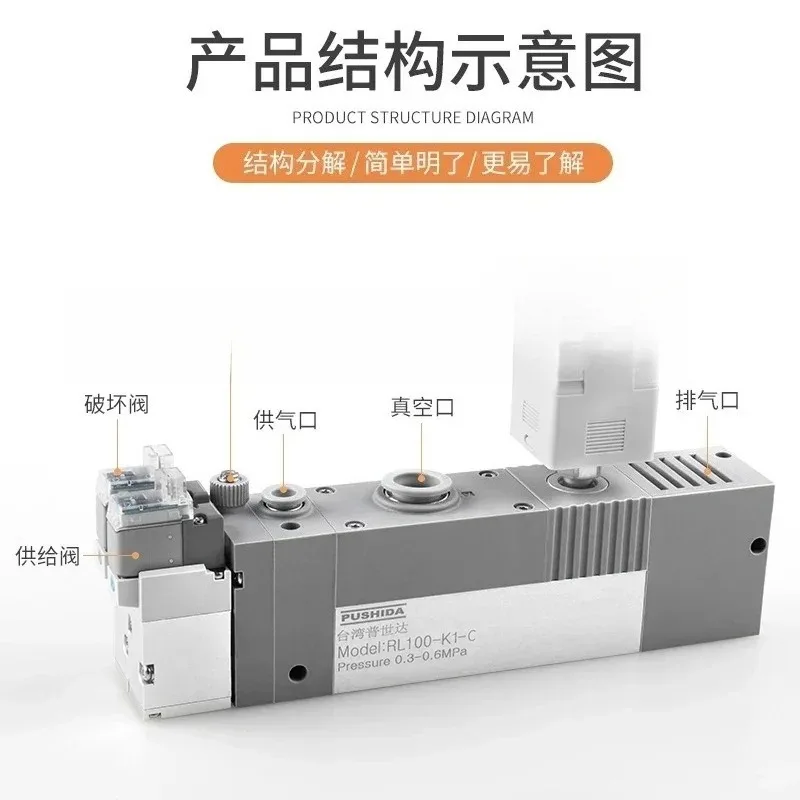 Pushtar RL Multi-stage Vacuum Generator Negative Pressure ZL112 Vacuum Pump ZL212 Large Flow and Large Suction