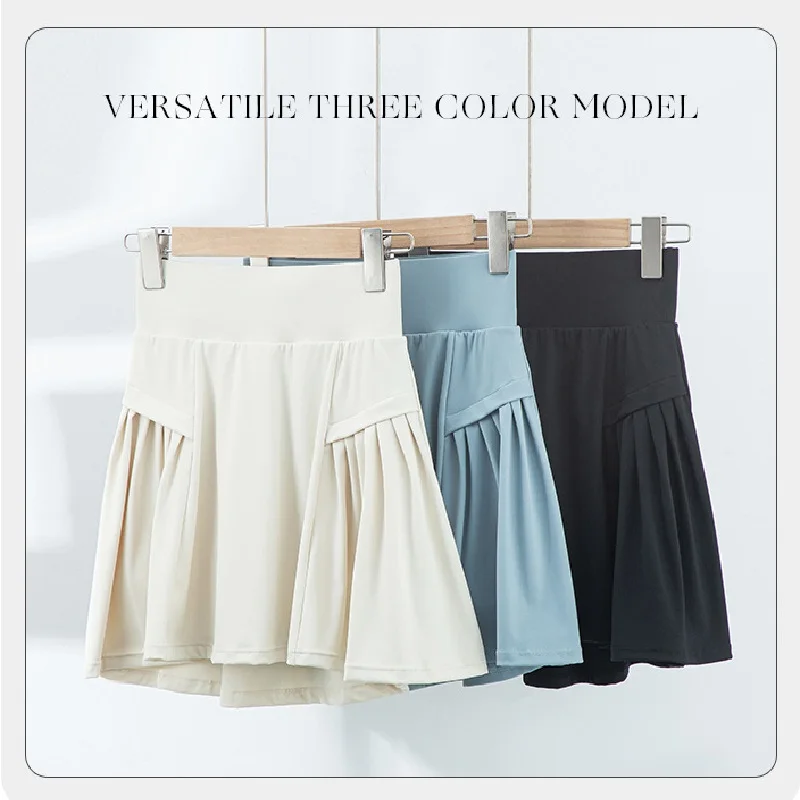 Harajuku Anti-Slip Fake Two Summer High Waist Sports Short Culottes Running Slim Five Quarter Pants Yoga Dance Fitness Skirt