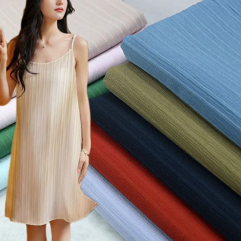 Micro Elastic Pleated Fabric Jacquard By Meters for Clothing Skirts Sewing Plain Wave Striped Pattern Shirts Cloth Skin-friendly