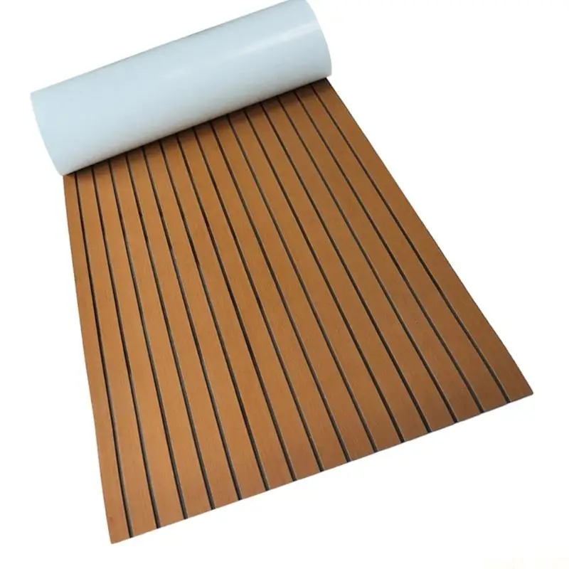 U2JB High-Density Foam Marine Decking Mat with Adhesive Backing, Faux-Wood Grooves and Soft Cushioning for Deck Footing