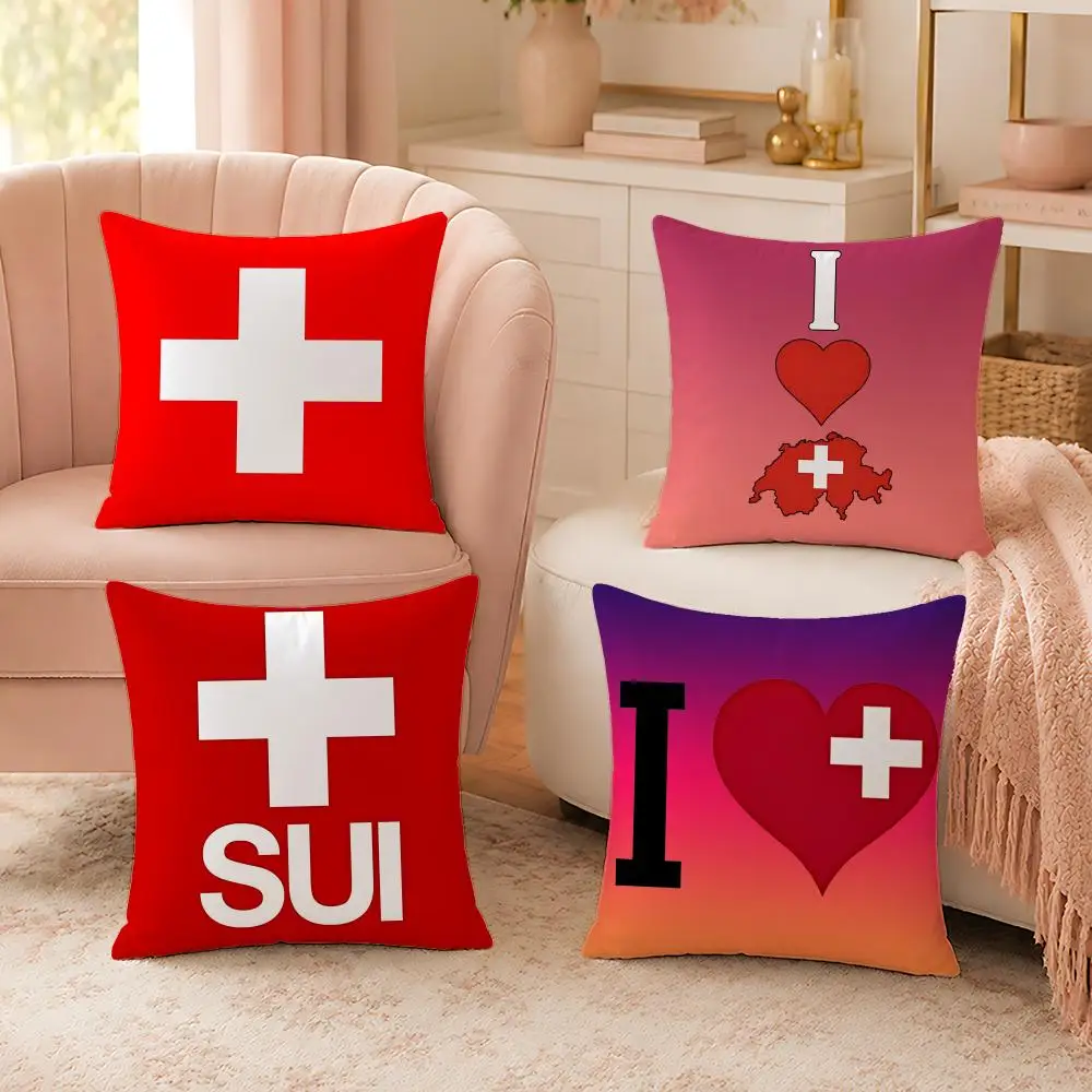 Switzerland Alpine Charm Cushion Cover Custom Plush Pillow Cover Soft Cloud Comfort for Sofa Bed Couch