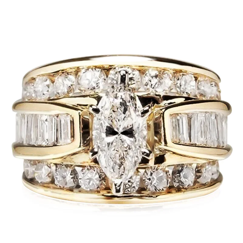 Huitan wunderschöne helle Marquise Form Zirkonia Ring Frauen edlen Party Schmuck für Jubiläum Mode weibliche Luxus-Accessoires