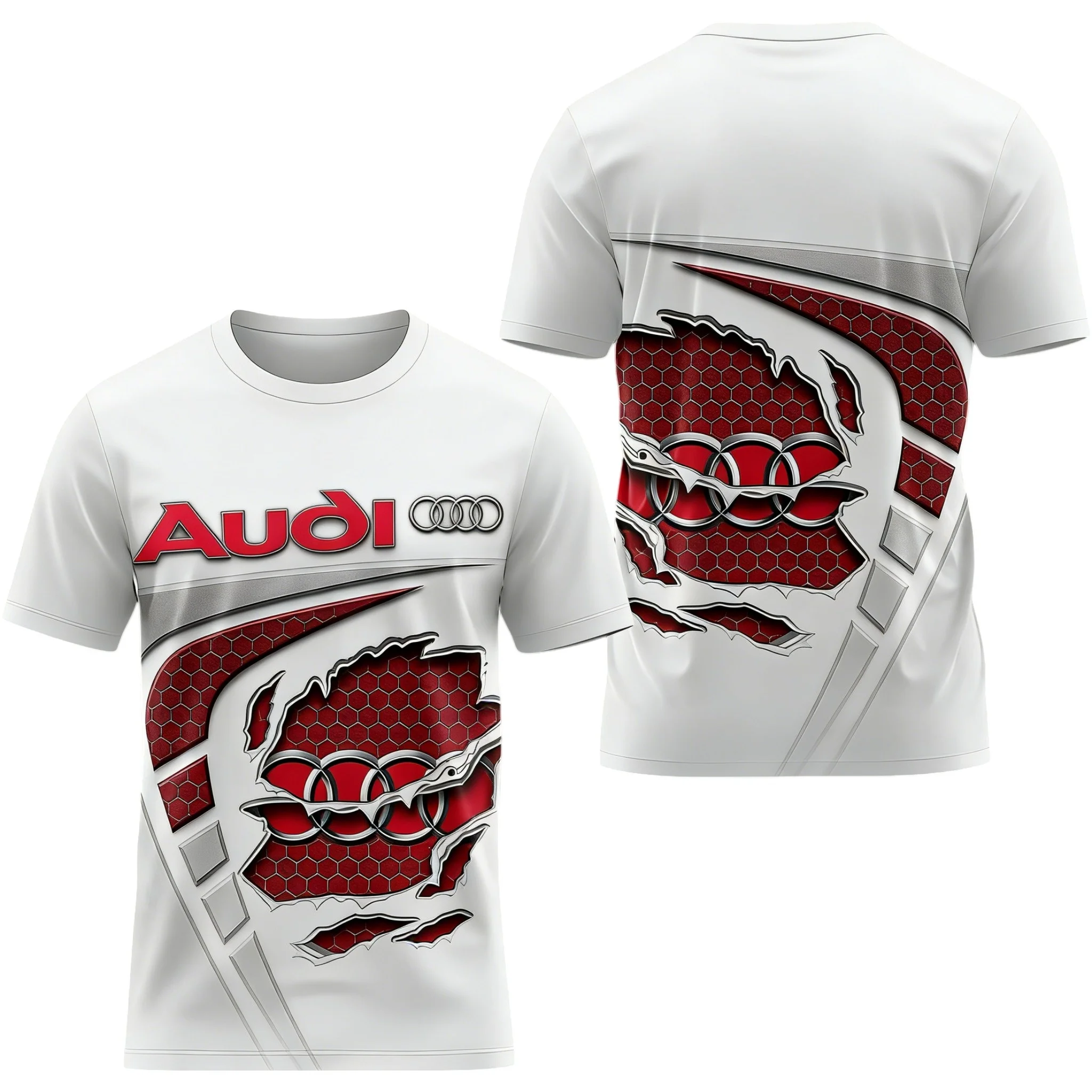 Summer 2026 Best-Selling Audi Logo 3D Printed T-Shirt Men's Comfortable Moisture-Wicking Quick-Drying Short-Sleeved Trendy Top