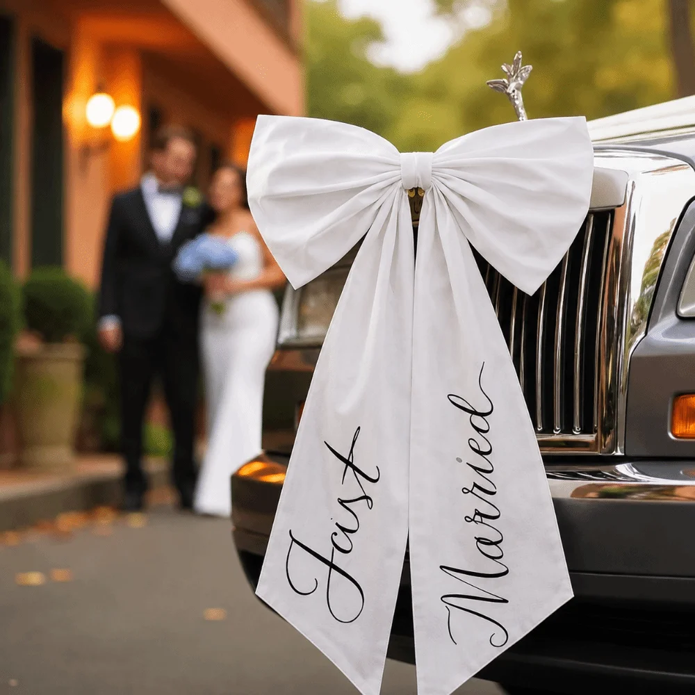 Elegant Large Size Wedding Car Bow Elegant Lovely Style Car Ribbon Bow Wedding Photo Prop Just Married Car Decor Wedding Day