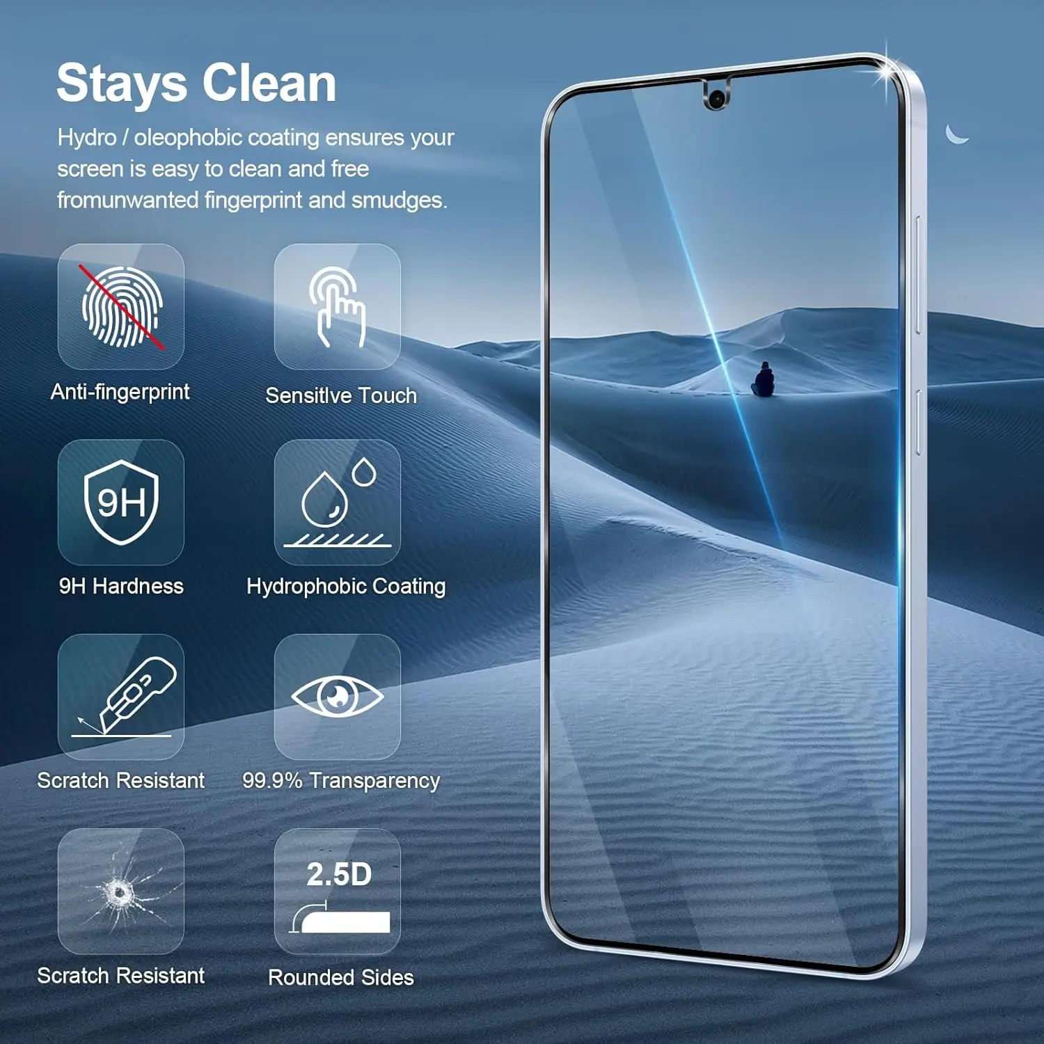 2 Pcs Tempered Glass Phone Film For Samsung Galaxy S26 S25 S24 Ultra Plus FE Support Fingerprint Unlock