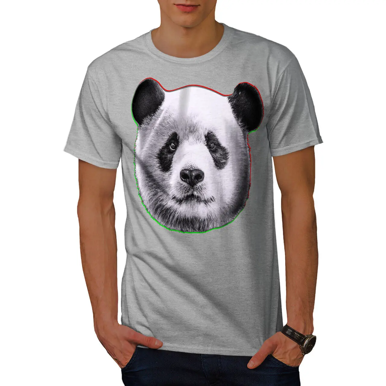 Panda Face Nature Timber Mens T-shirt