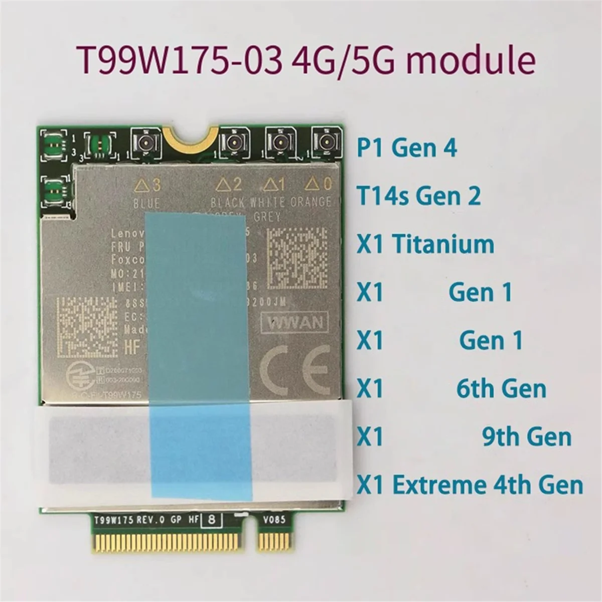 Módulo 5G T99W175 SDX55 para ThinkPad P1 Gen 4/X1 Extreme 4th Gen/X1 Nano Gen 1/T14s Gen 2/X1 Yoga 6th Gen/X1 Titanium