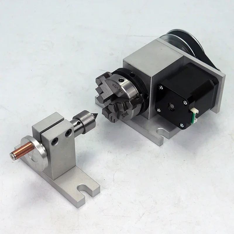 

New 50MM 65MM 80MM Rotary Axis 3/4 Jaw Chuck 4th Tailstock 65mm Center Height Kit Rotation CNC Wood Router Engraver Machinery