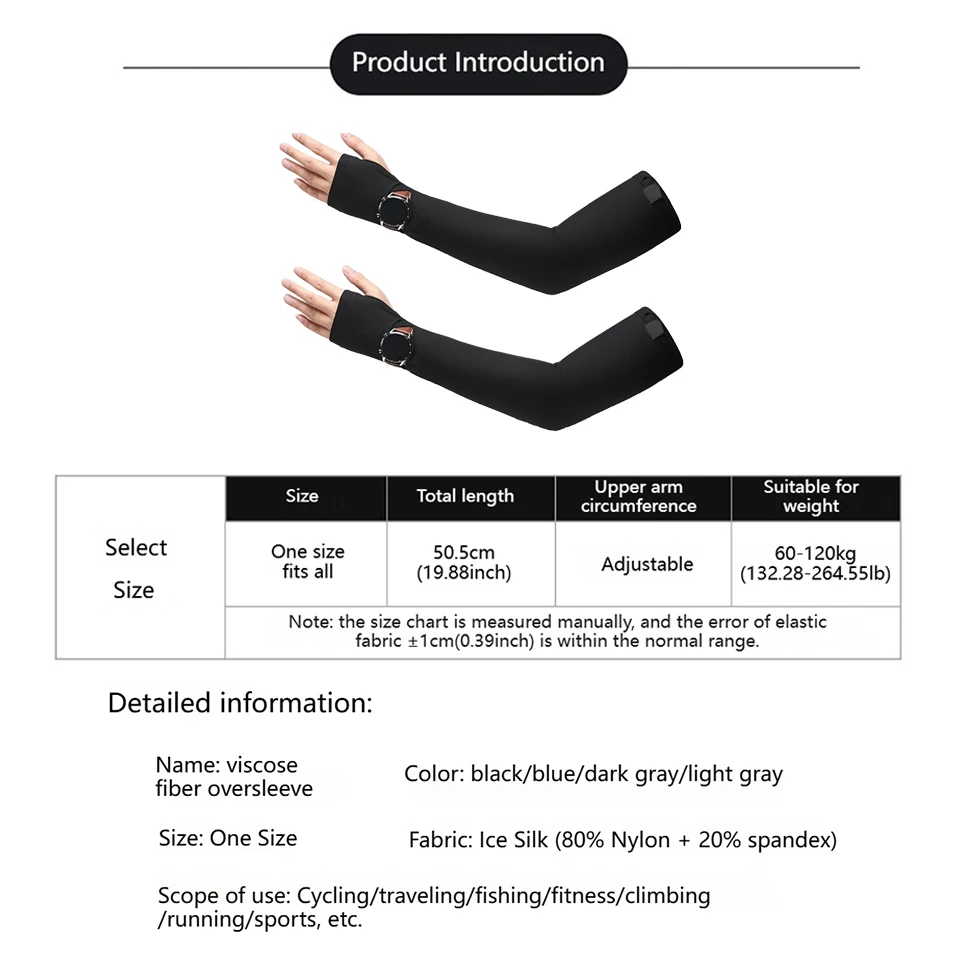 GTUBIKE Summer Cycling Men's Ice Silk Extended and Widened Ice Sleeves, Sun Protection Cycling Running Long Ice Sleeves