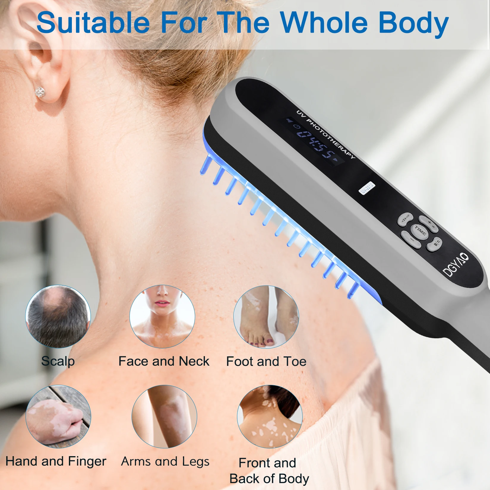 DGYAO Multifunctional home UVB light therapy comb for psoriasis and eczema 311nm UV light therapy timing therapy light