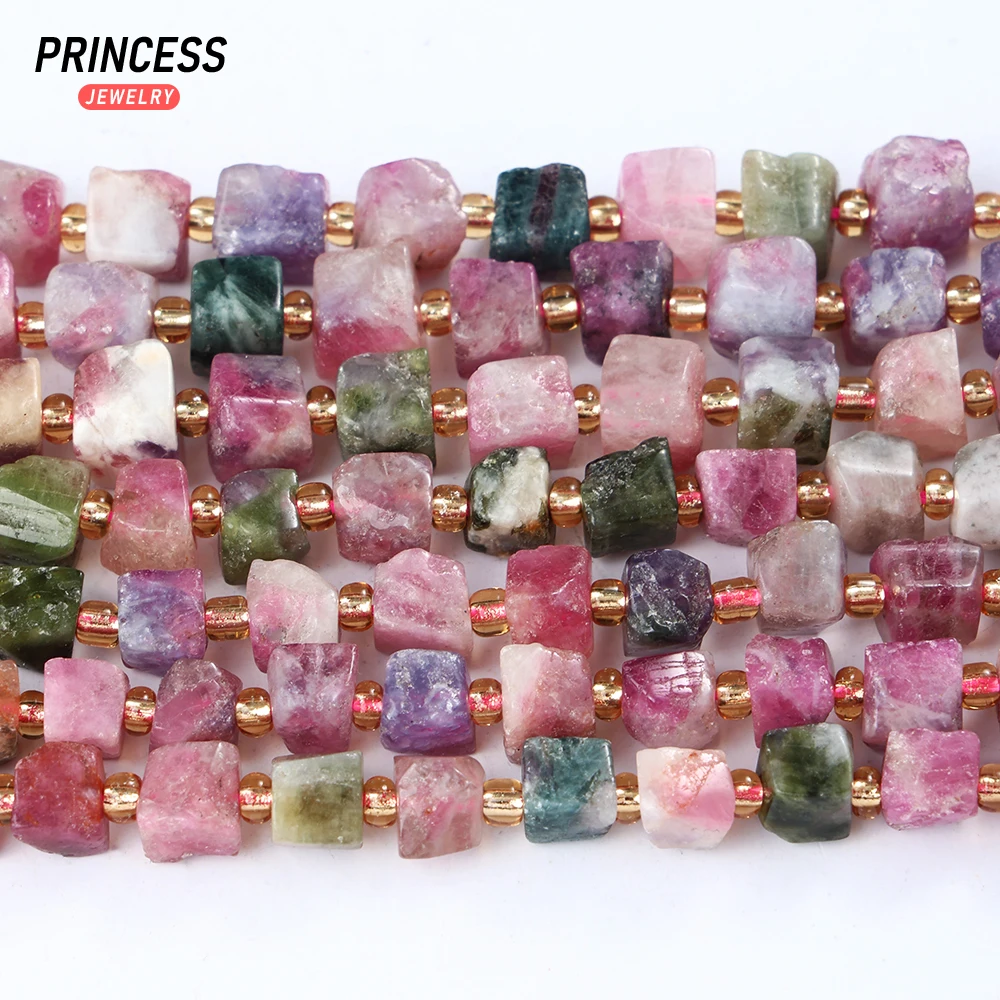 

A++ Natural Colorful Tourmaline Cube 5-8mm Loose Gemstone Beads for Jewelry Making Wholesale Beads DIY Accessories