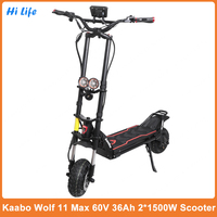 Newest Kaabo Wolf Warrior 11 Max 60V 36Ah 11inch Dual Motor 2*1500W Foldable Audlt Kaabo Wolf Warrior 11 Max Electric Scooter
