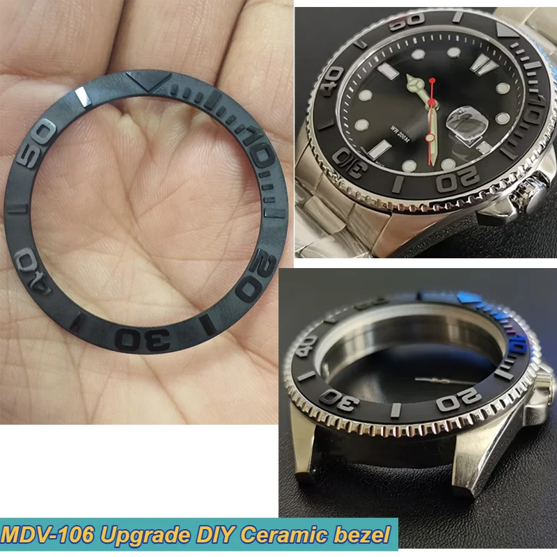 Convex type Upgrade Insert Repair Mod Bezel For CASIO Duro Swordfish MDV-106 ceramic chronoring Ring Repair Replace Watch parts