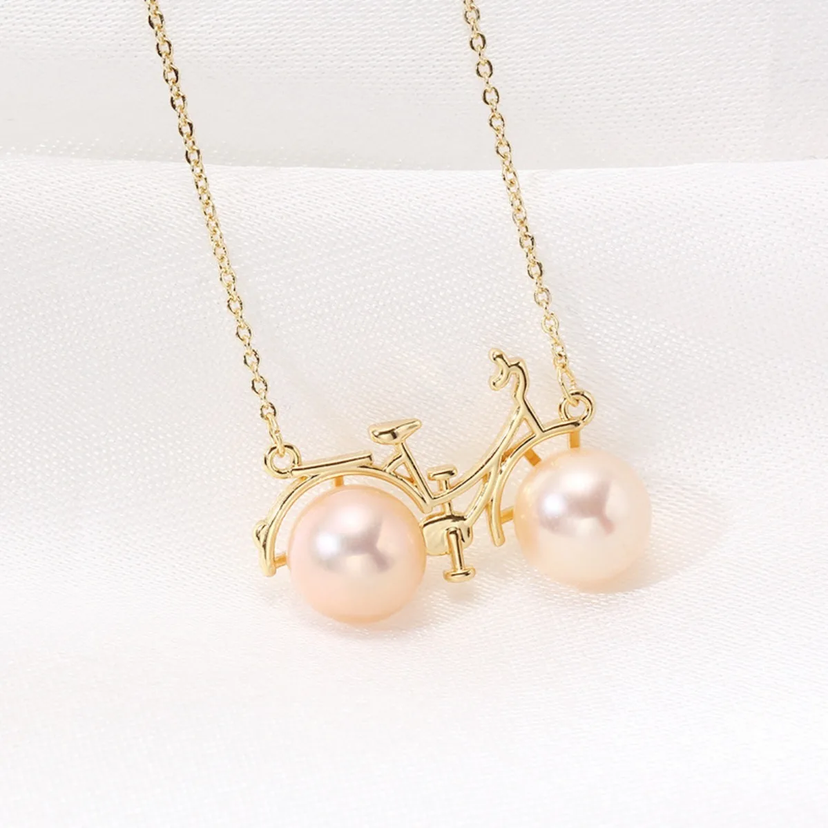 Brass 14K Gold Plated Tarnish Resistant Bicycle Pearl Pendant Blank Setting, DIY Necklace Jewelry Accessories For Women