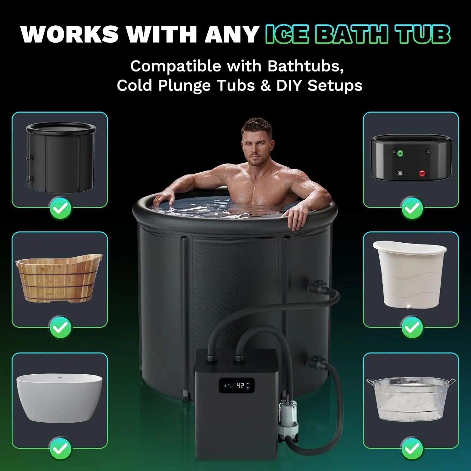1/3 HP Upgraded Ice Bath Water Chiller with Pump External Filter Submersible Chiller for Cold Plunge Tubs  ized