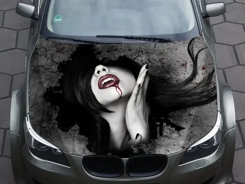 

Car Hood Decal, Vinyl, Sticker, Vampire Girl, Graphic, Wrap Decal, Truck Decals, Truck Graphic, Bonnet Decal, Skull, F150, SUV