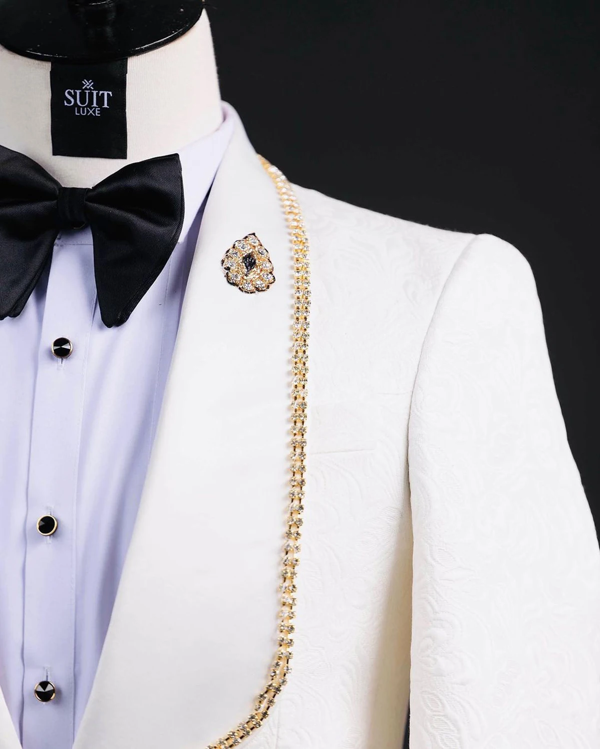 Trajes de boda elegantes para hombres, abrigo, chal, solapa, esmoquin de diamantes de imitación, ajuste Delgado, Jacquard Floral, ropa de novio, chaqueta única