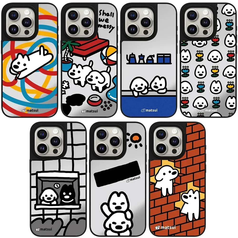 

Dog Friend Magnetic Mirror Surface Phone Case Cover for IPhone 12 13 14 15 16 Pro Max Case