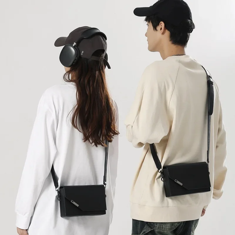 Advanced Sense Single Shoulder Crossbody Bag Street Trendy Small Square Box bag for Men Pu Leather Flap Mobile Phone HandBag sac