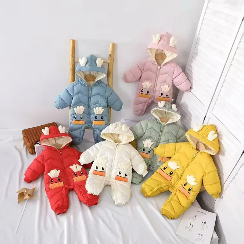 

Демин-сезонный зимний детский комбинезон для мальчиков 2025, боди с капюшоном и карманами с героями мультфильмов для новорожденных от 0 до 3 лет, цельный комбинезон для маленьких мальчиков